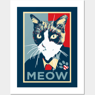 Cat running for president (Obama Hope logo) Posters and Art